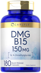 Front view of Carlyle DMG Supplement bottle with 180 capsules