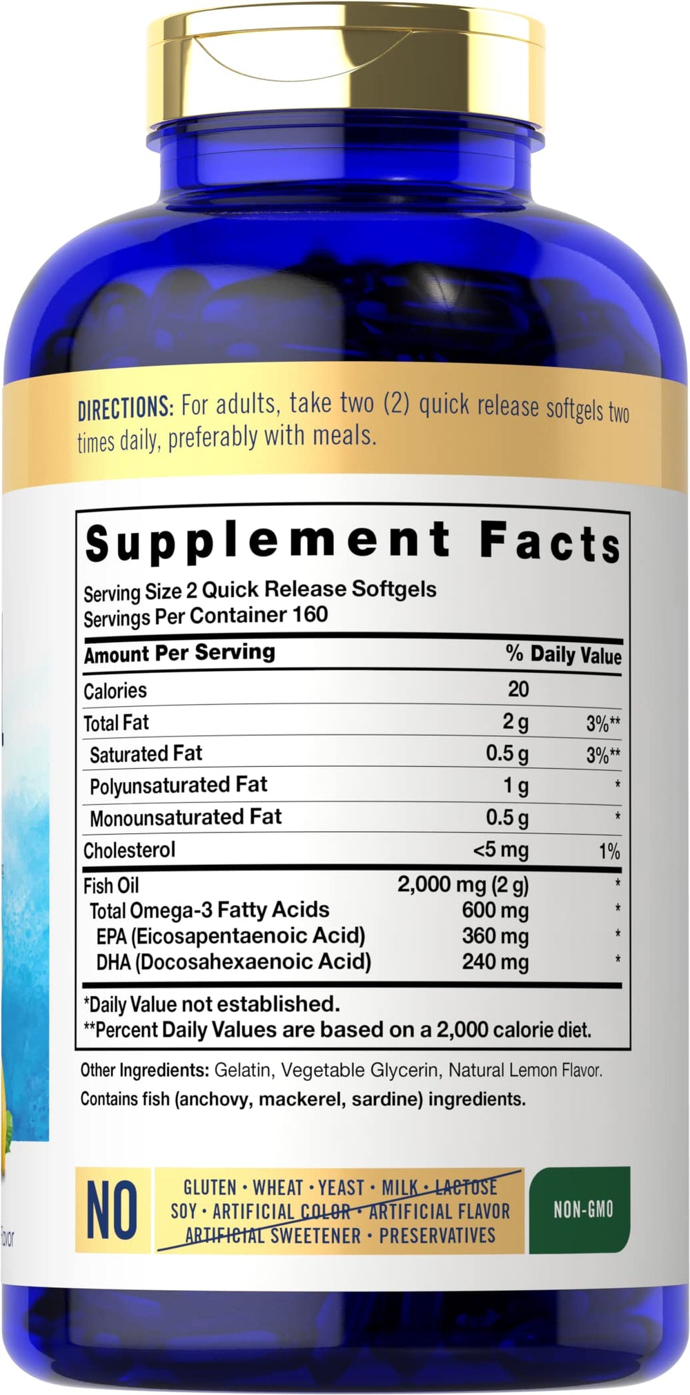 Carlyle Fish Oil Omega-3 2000mg front bottle view