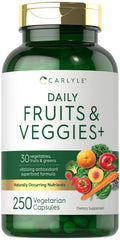 Carlyle Fruits and Veggies Supplement bottle with 250 capsules