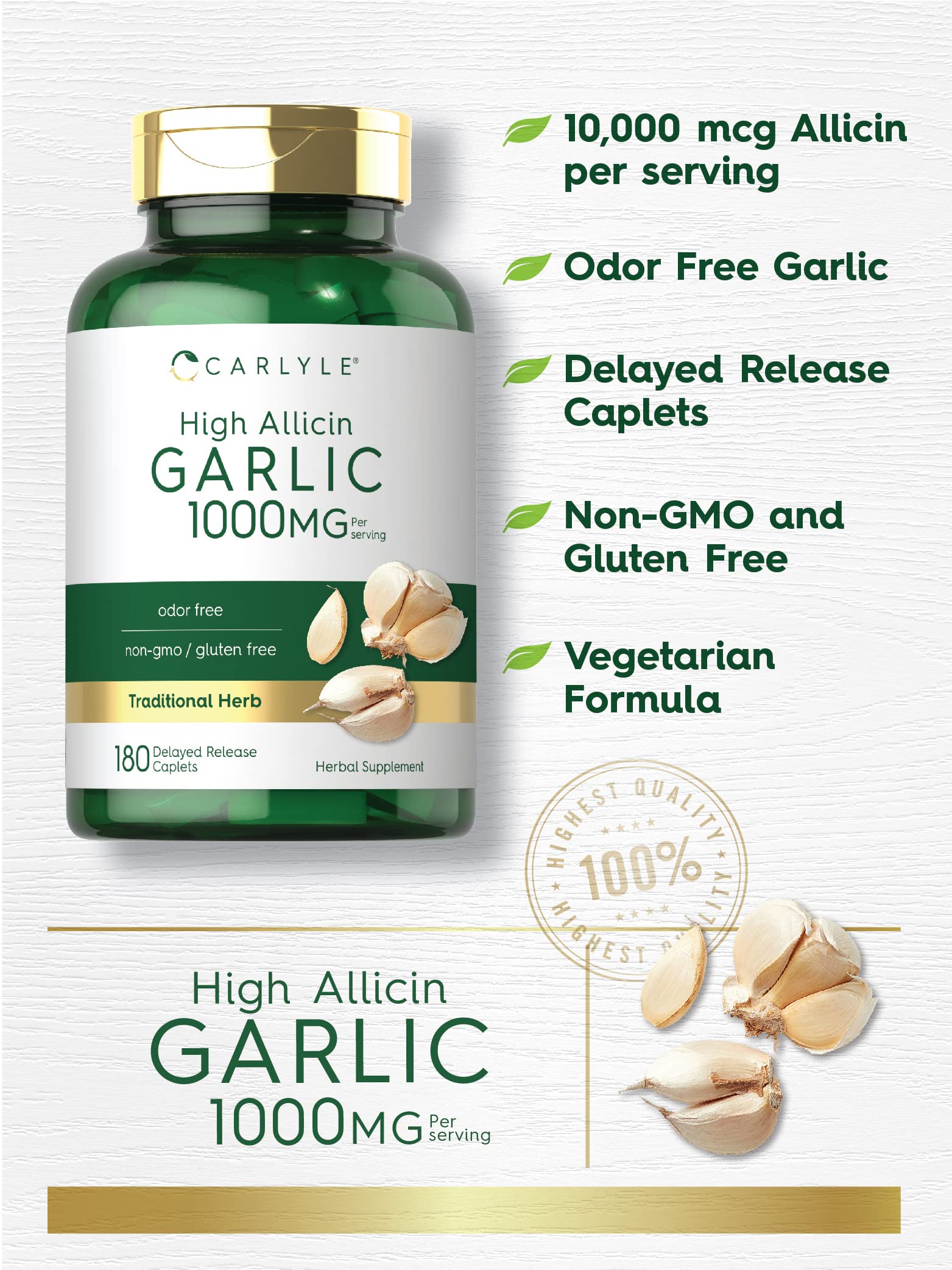 Carlyle Garlic 1000mg bottle side view