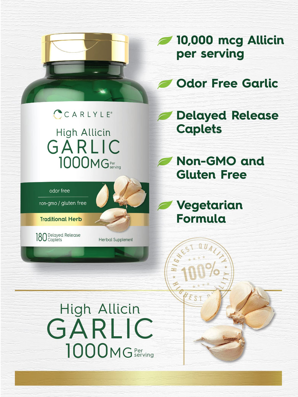 Carlyle Garlic 1000mg bottle side view