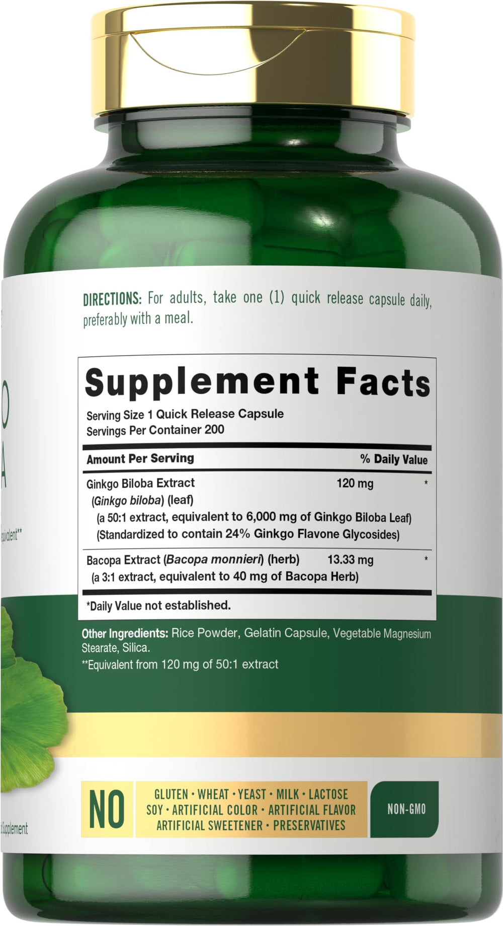Close-up of Carlyle Ginkgo Biloba Pills label