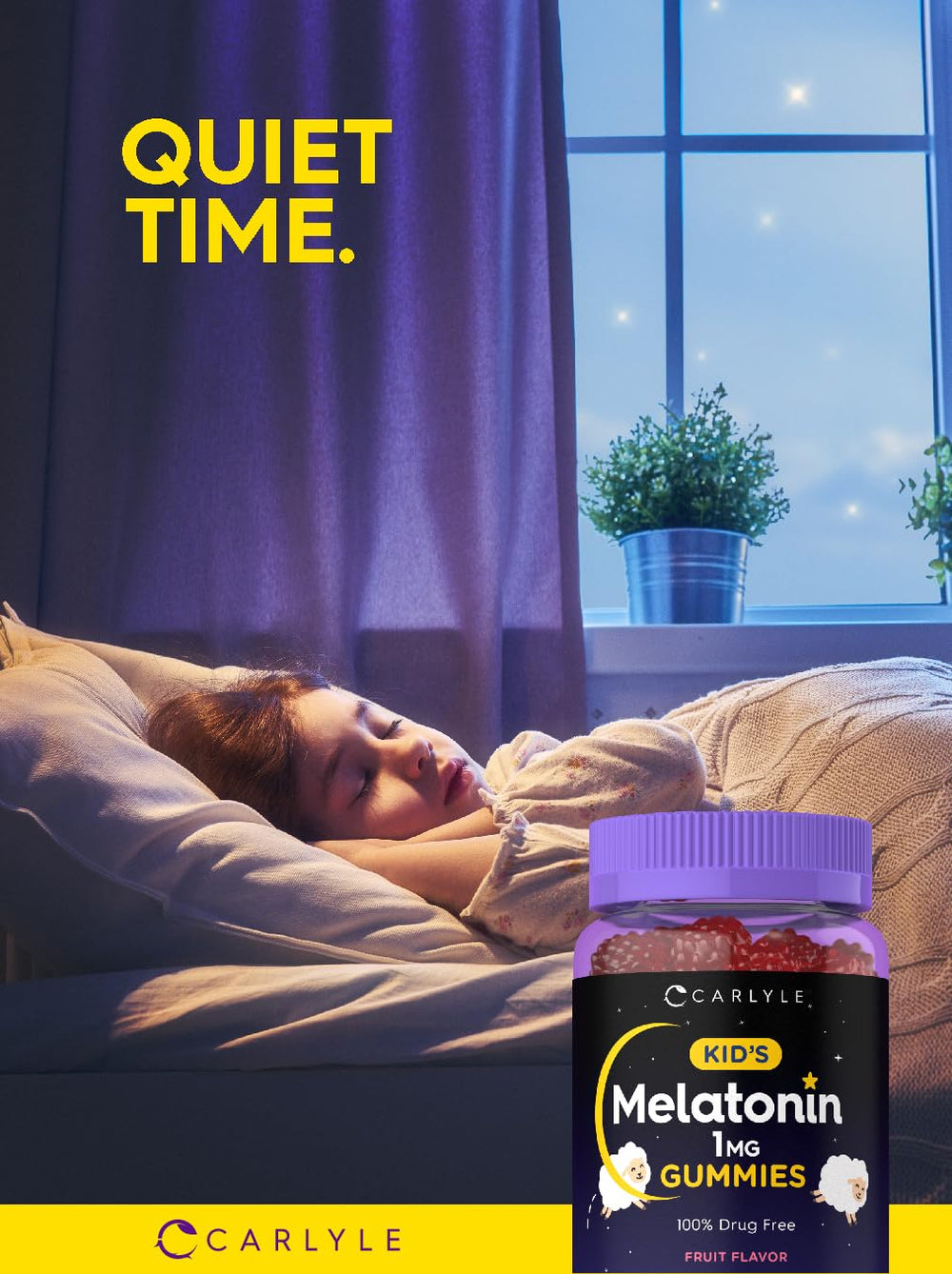 Kid-friendly usage reminder for Carlyle Kids Melatonin Gummies