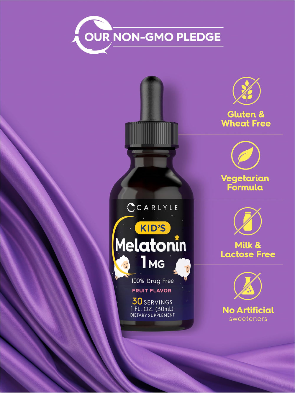 Dosage information for Carlyle Kids Melatonin Liquid 1 mg per serving