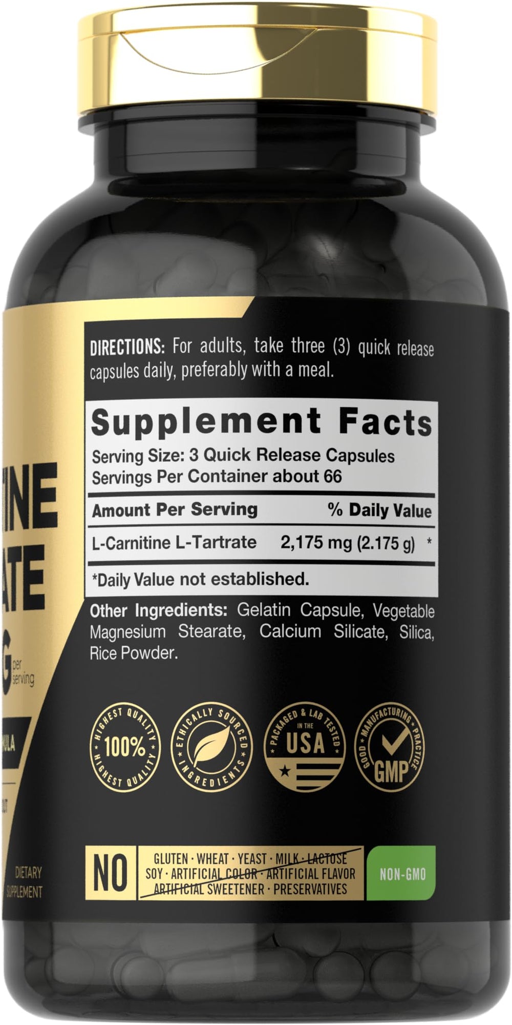 Carlyle L-Carnitine Tartrate quick-release capsules prepared for pre-workout support.