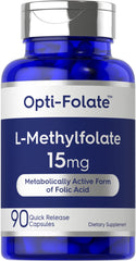 Front bottle of Carlyle L-Methylfolate 15mg 90 capsules
