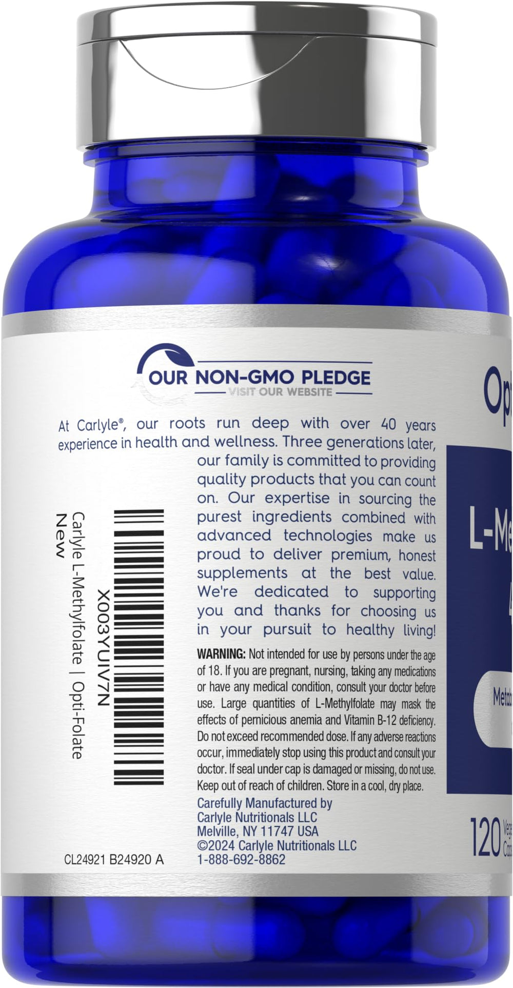 Close-up of L-Methylfolate ingredient label