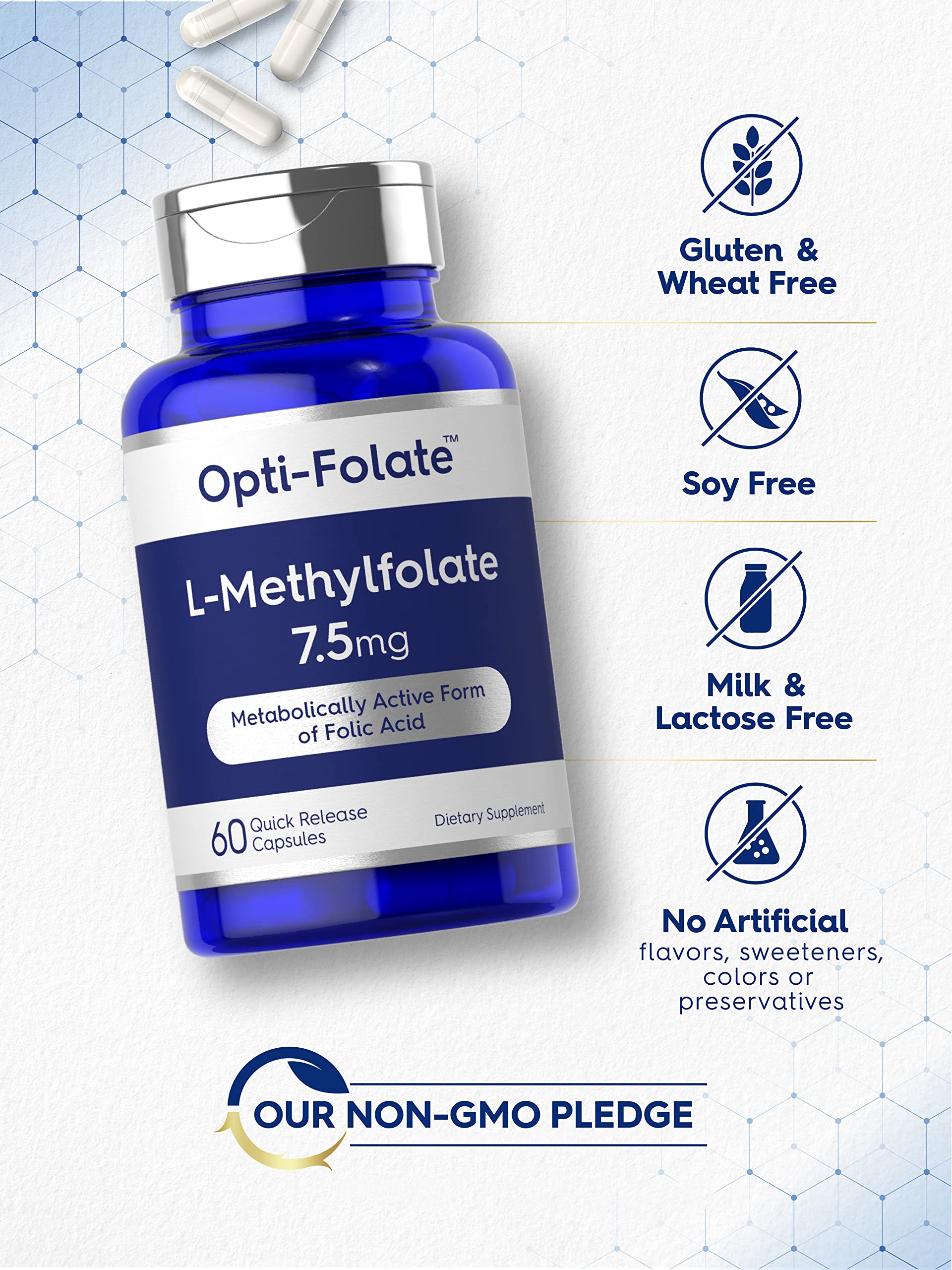 Quick-release capsules with 7.5 mg L-METHYLFOLATE