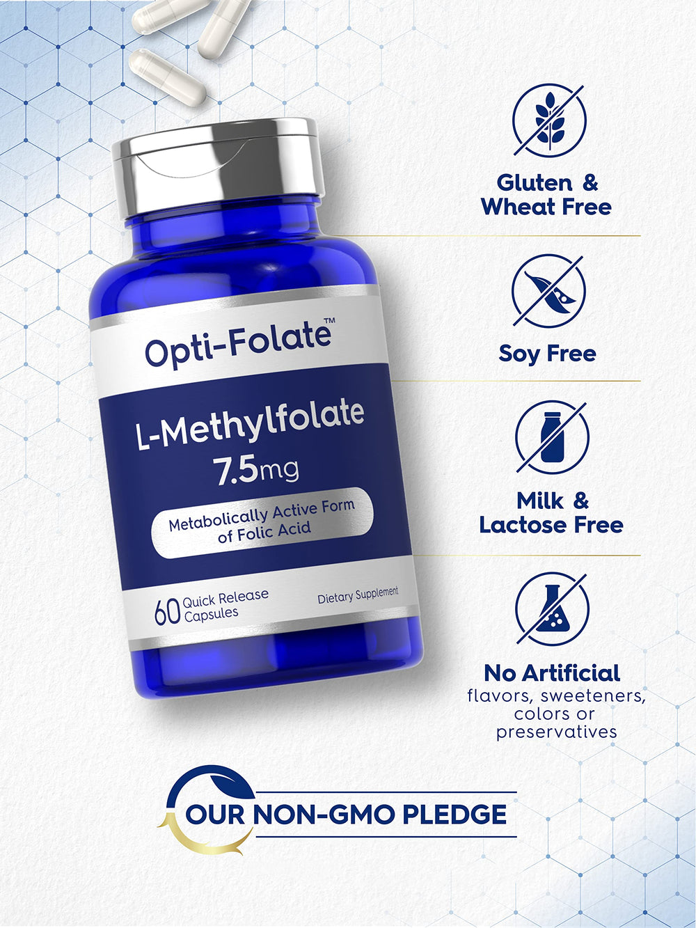 Quick-release capsules with 7.5 mg L-METHYLFOLATE