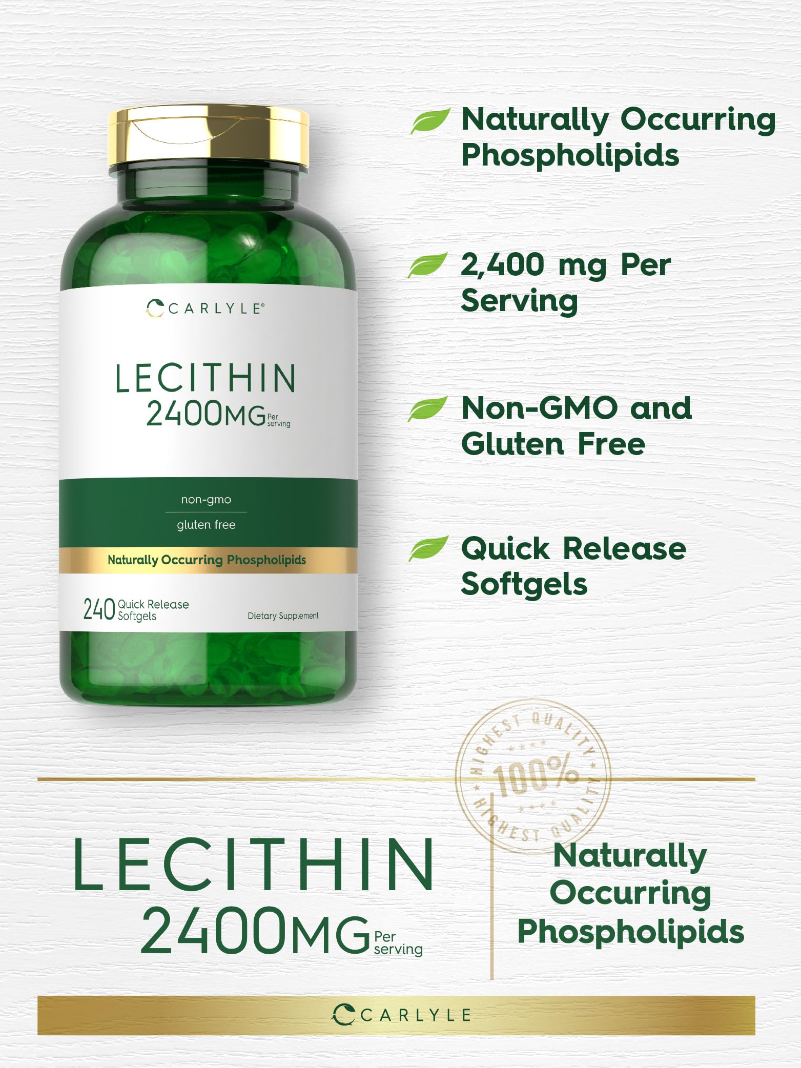 Ingredients label for Carlyle Lecithin Supplement