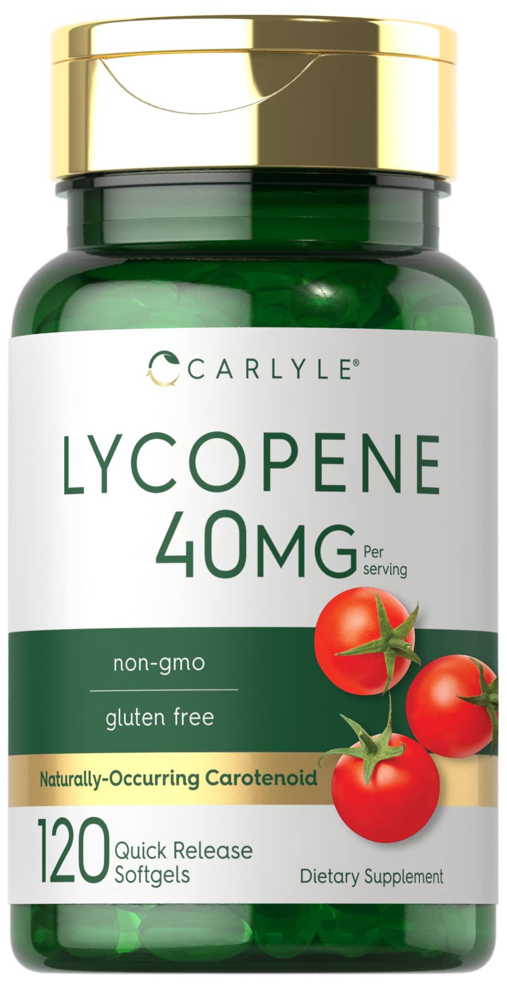Front view of Carlyle Lycopene 40mg Softgels bottle