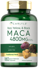 Carlyle Maca Root Capsules bottle with 180-count label