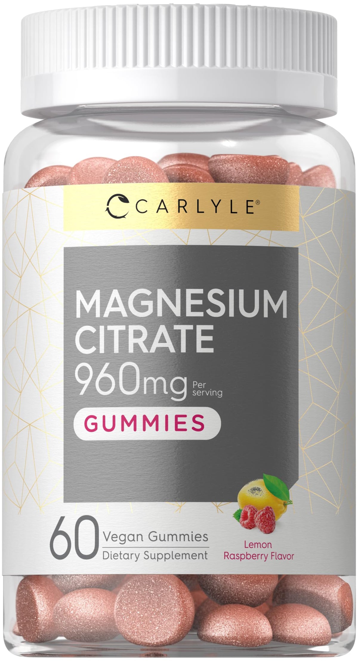 Carlyle Magnesium Citrate Gummies Lemon Raspberry 960mg 60-count