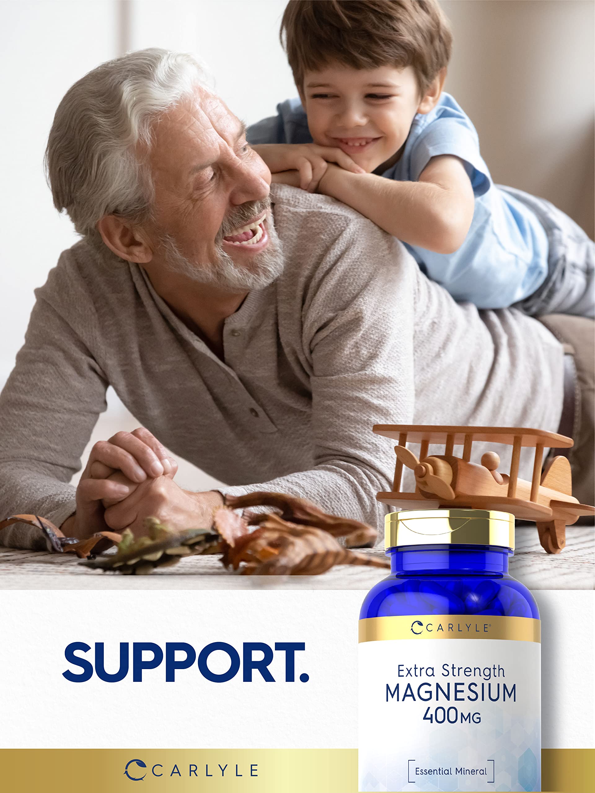 Gluten-free icon on Carlyle Magnesium Oxide 400mg packaging