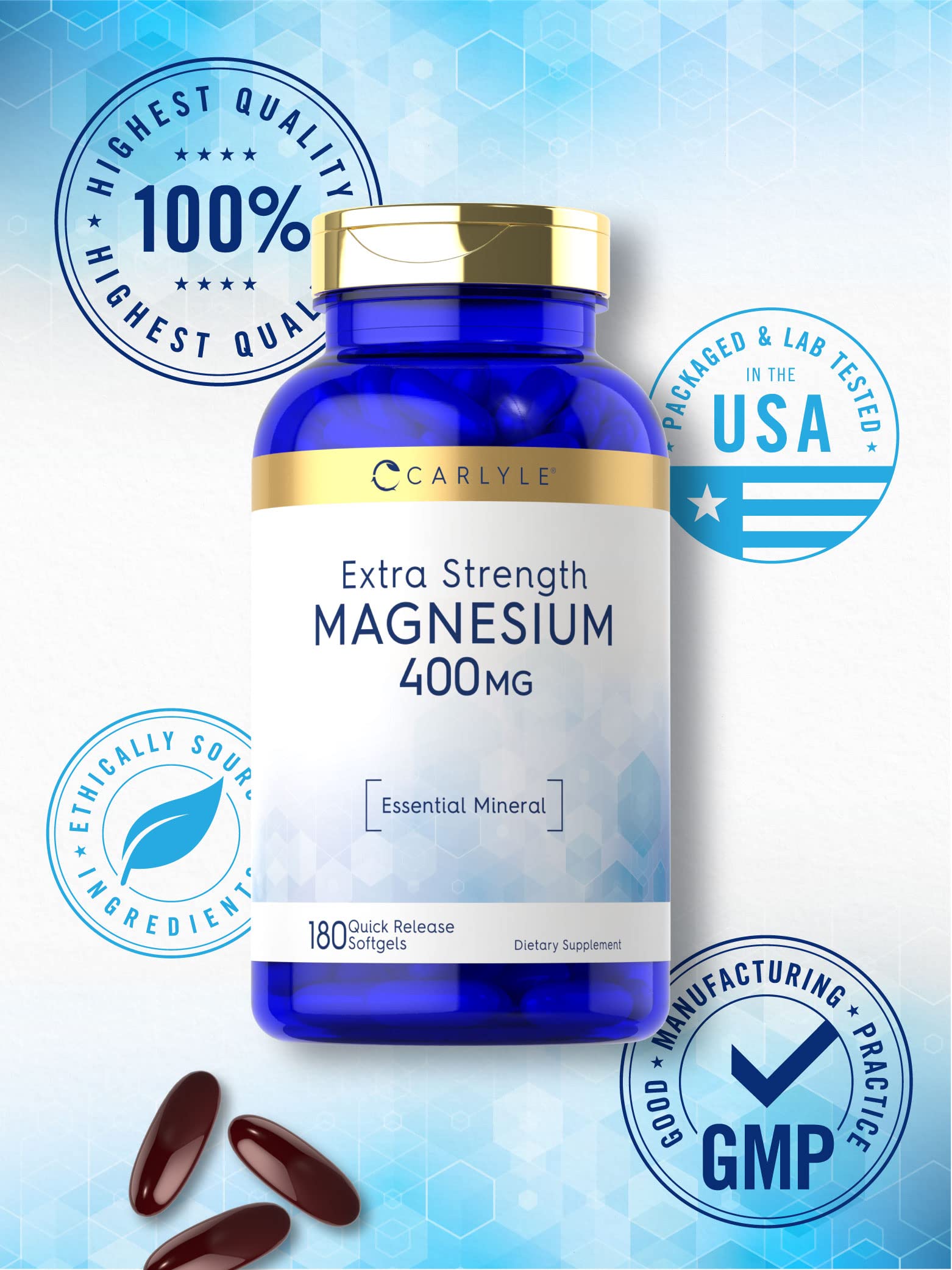 Ingredients and supplement facts for Carlyle Magnesium Oxide 400mg