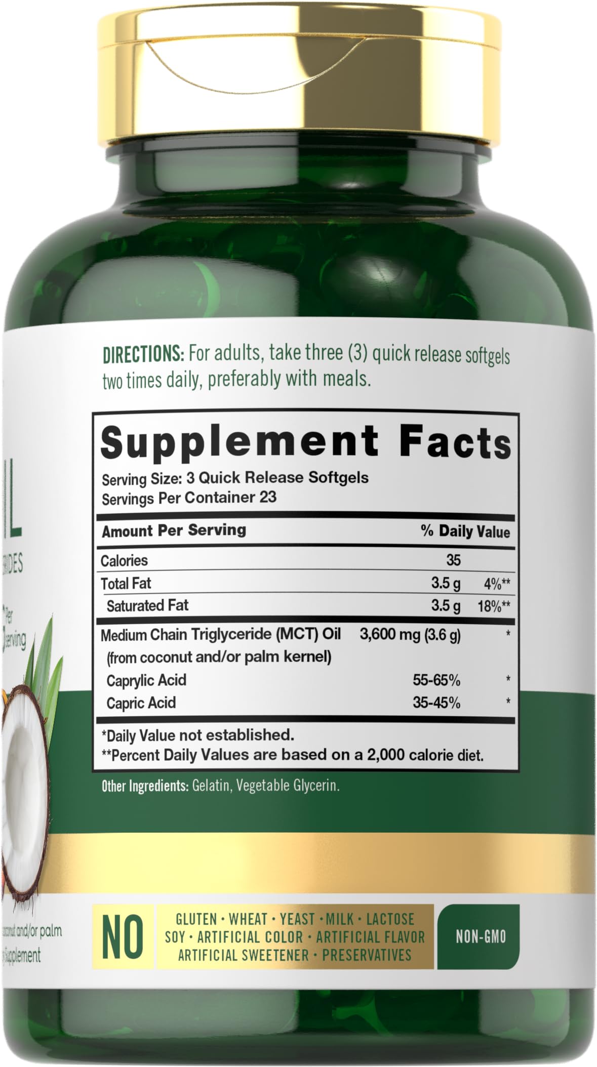 Carlyle MCT Oil Capsules bottle with label