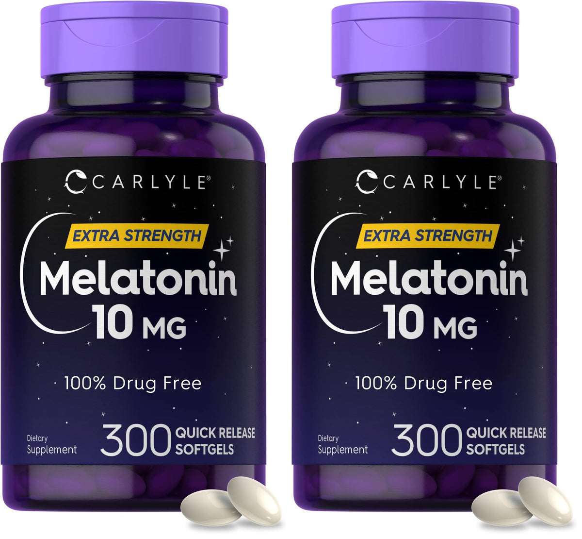 Carlyle Melatonin 10mg softgels bottle packaging close-up