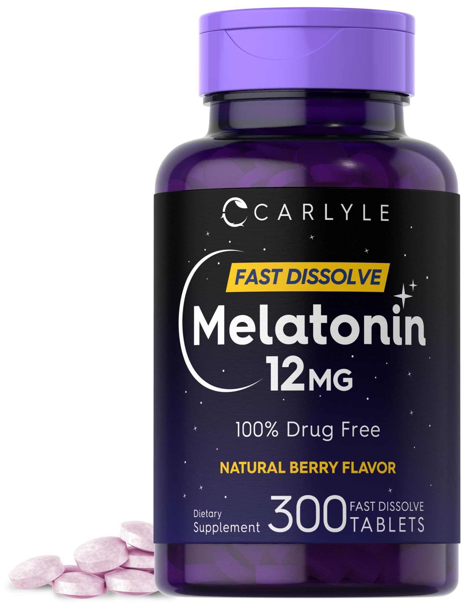 Carlyle Melatonin 12 mg fast-dissolve tablet showcased for easy nightly use
