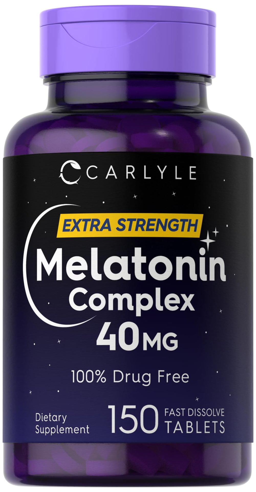 Carlyle Melatonin 40mg Complex bottle with 150 fast-dissolve tablets