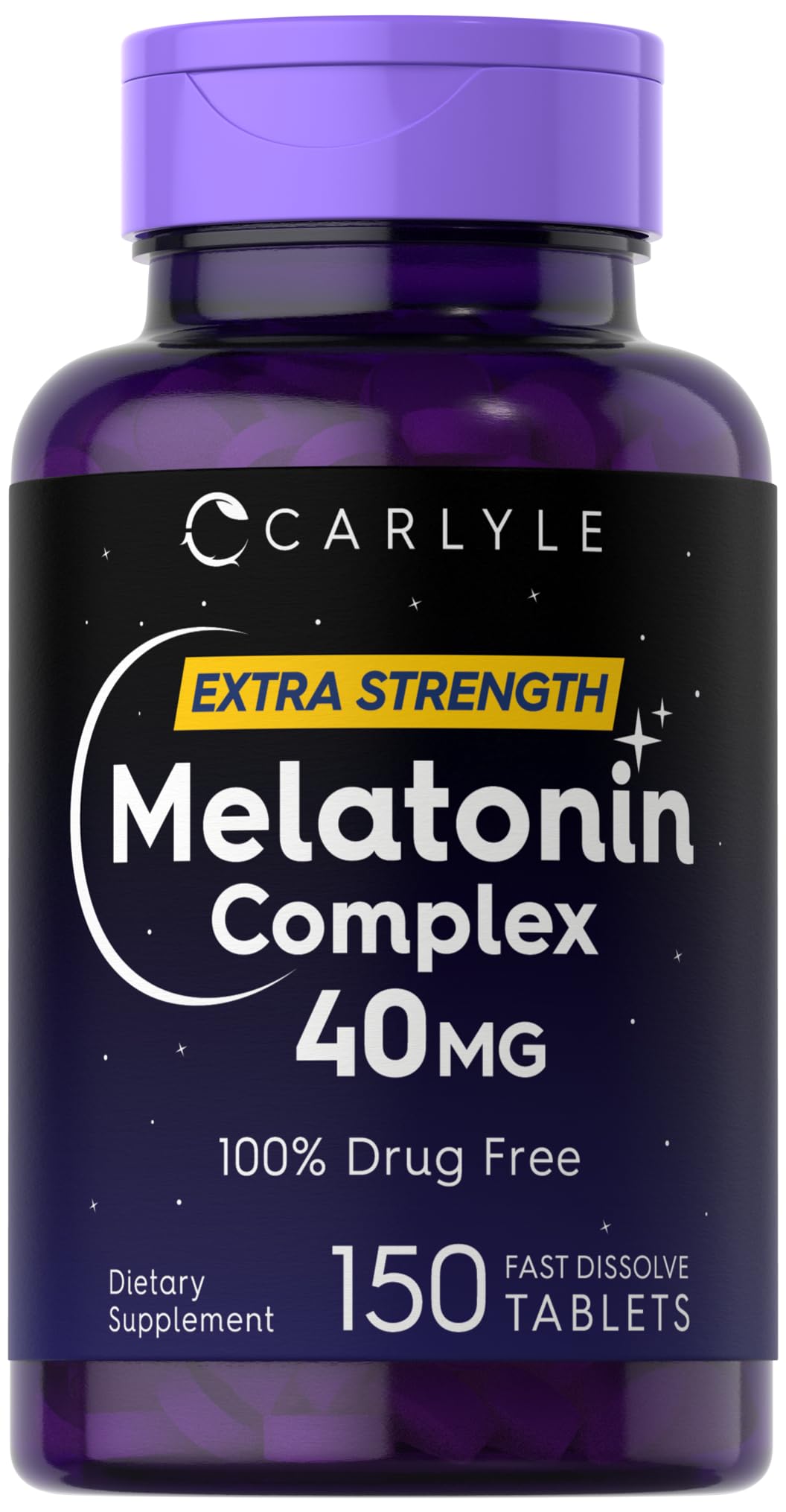 Carlyle Melatonin 40mg Complex bottle with 150 fast-dissolve tablets