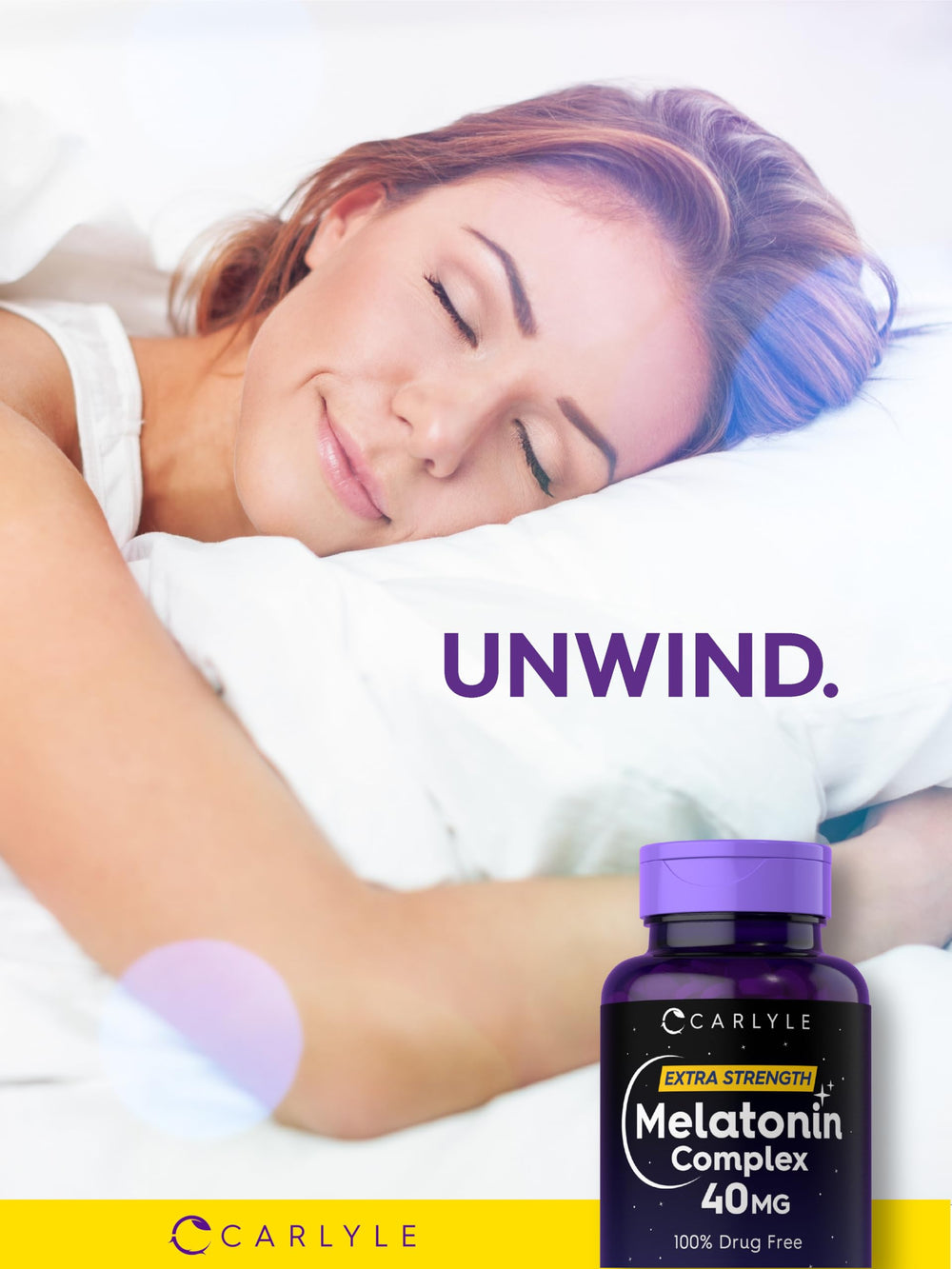 Gluten-free, non-GMO and vegetarian Carlyle Melatonin 40mg Complex