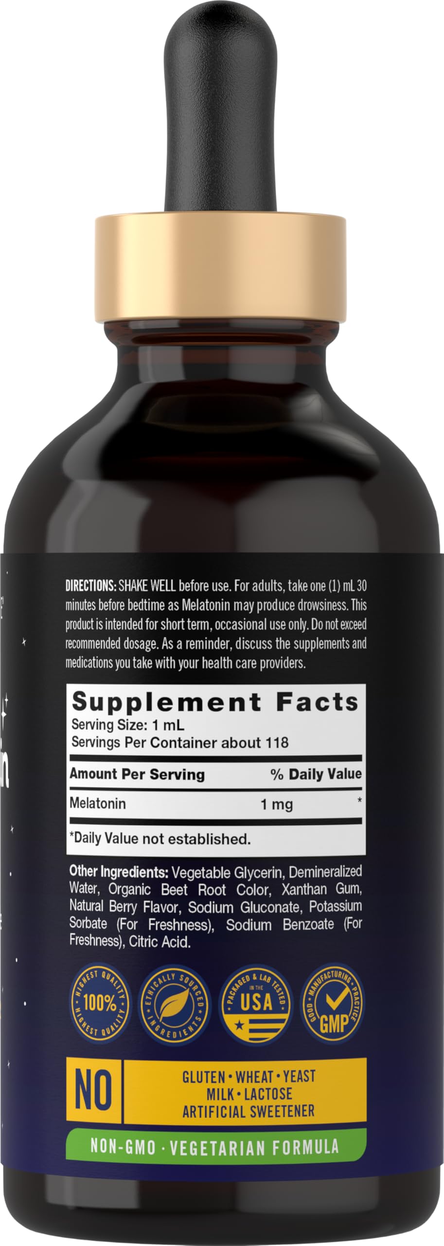 Carlyle Melatonin Liquid 1mg Berry Drops in bottle