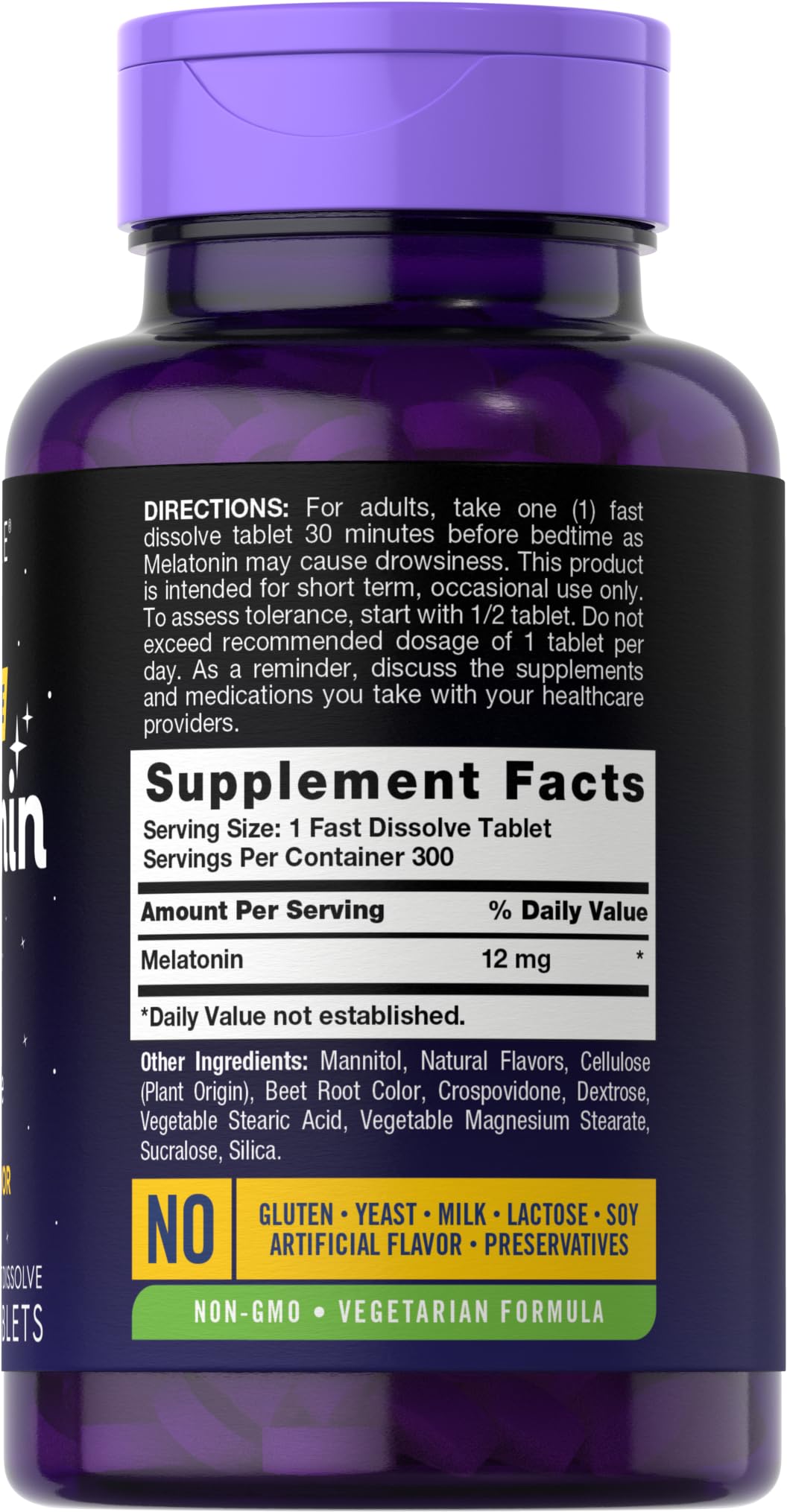 Carlyle Melatonin with natural berry flavor tablet shown for bedtime routine