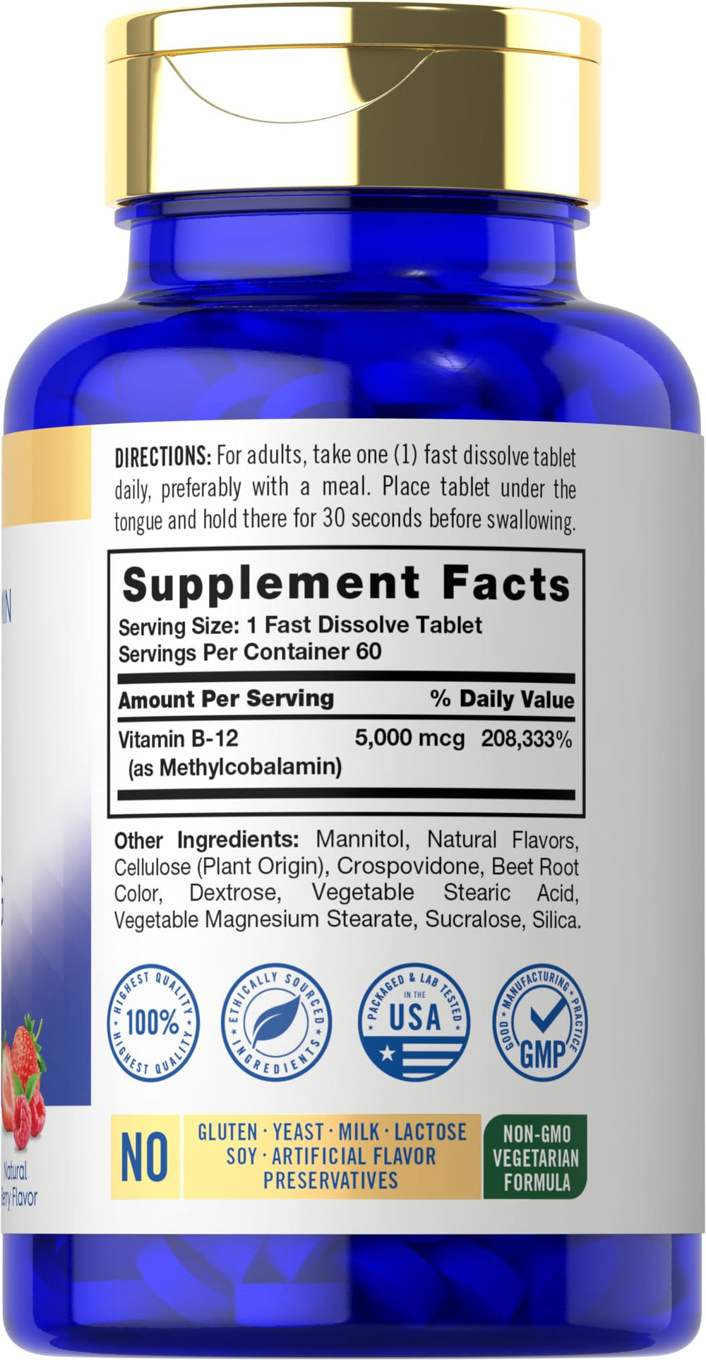 Carlyle Methylcobalamin B12 bottle label close-up