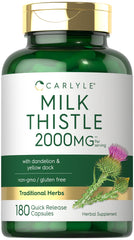 Carlyle Milk Thistle 2000mg bottle with 180 capsules