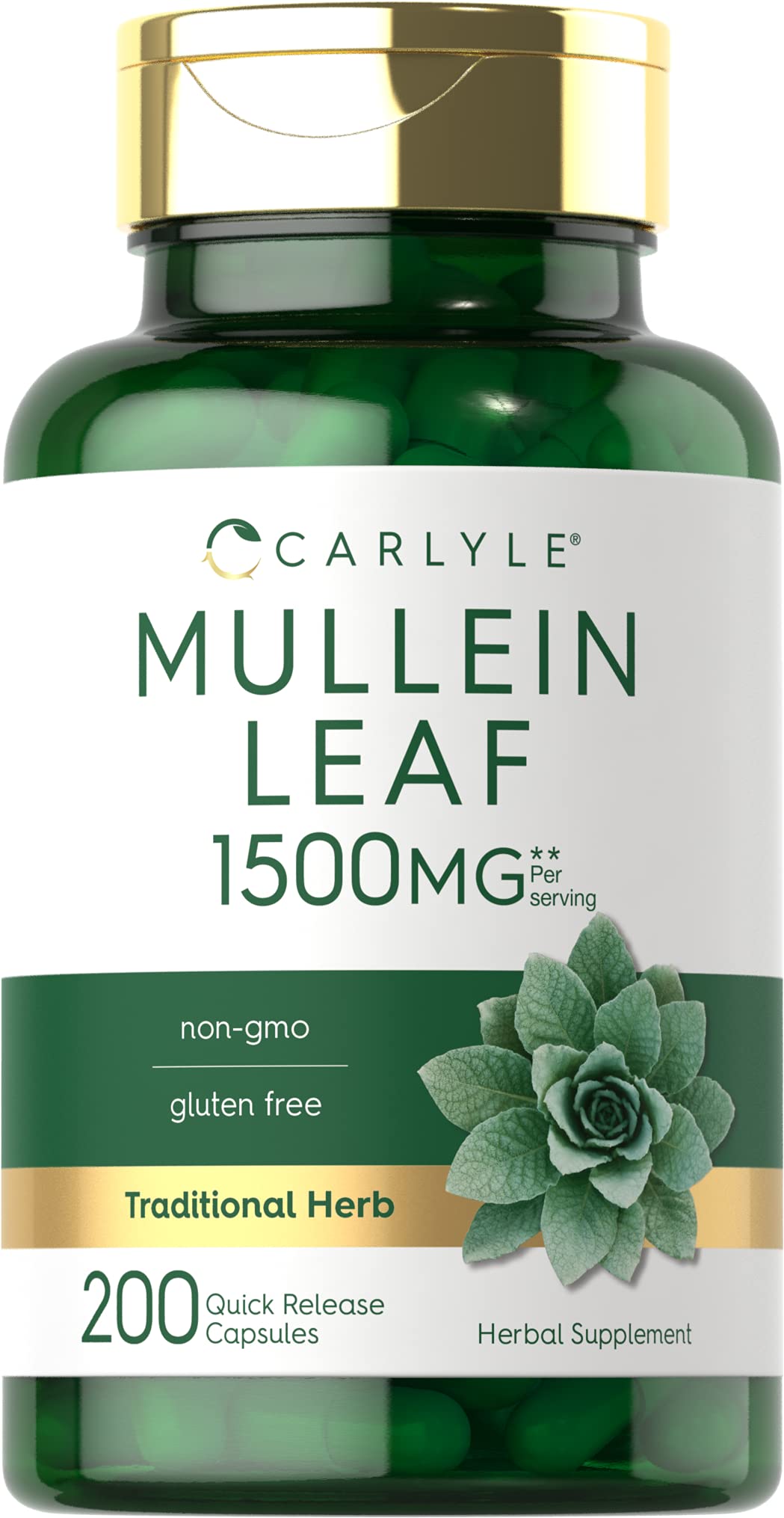 Carlyle Mullein Leaf Extract 1500mg bottle with 200 capsules