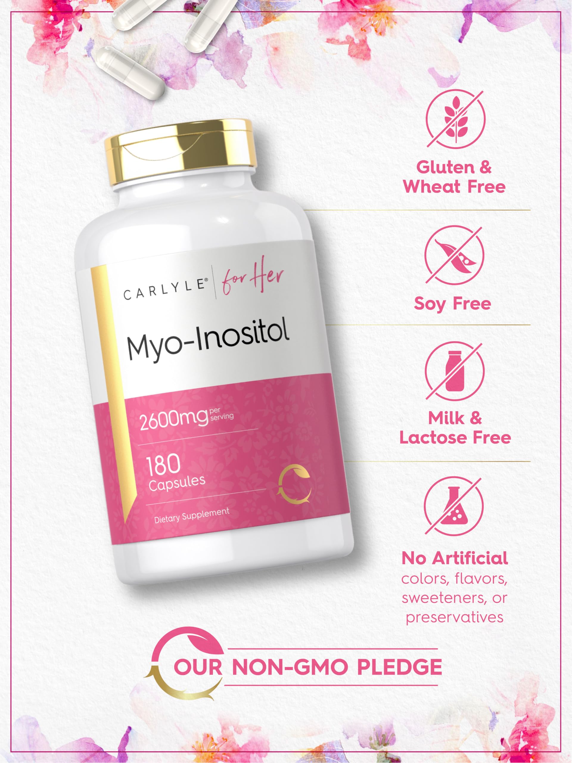 180-capsule bottle of Carlyle Myo-Inositol