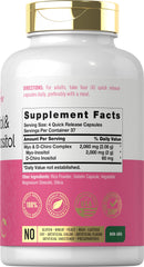 Open bottle of Carlyle Myo-Inositol & D-Chiro Inositol capsules