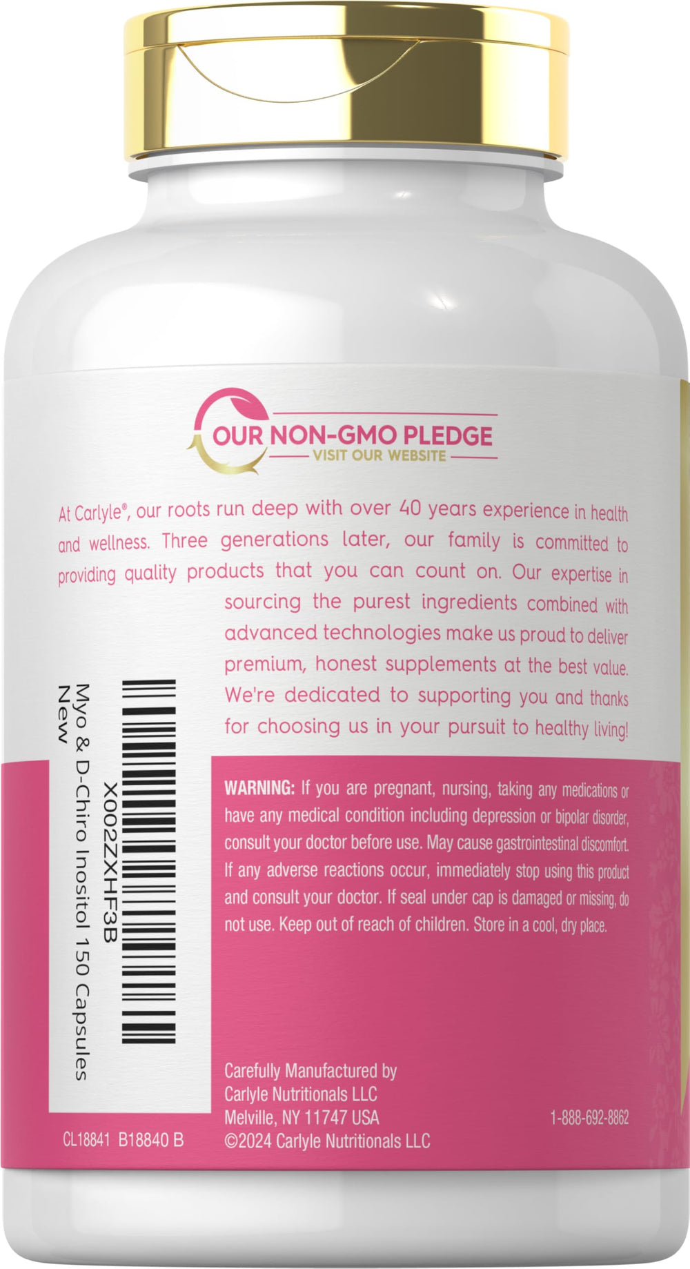 Close-up of 2060 mg per serving complex capsules