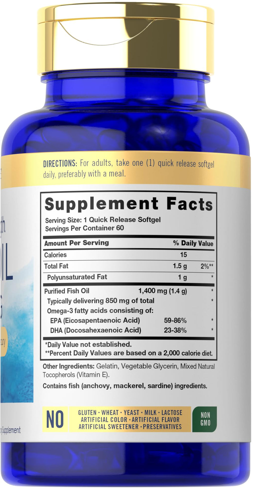 60 softgels in bottle with label
