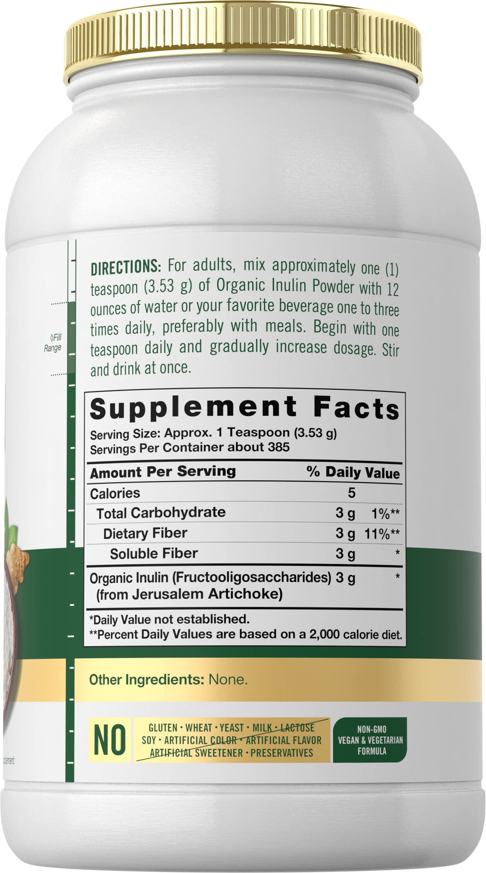Carlyle Organic Inulin Powder 48oz bottle full view