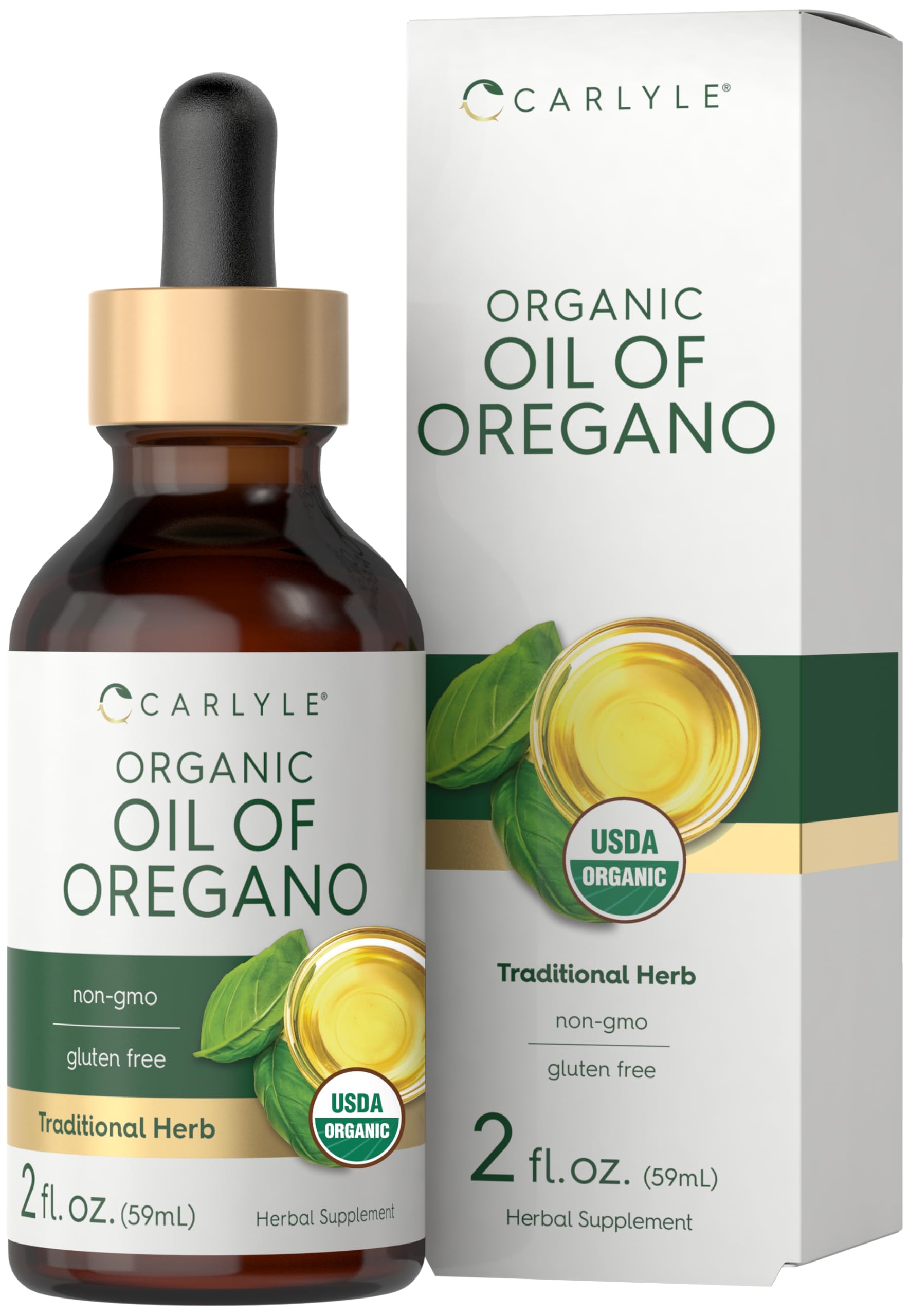 Carlyle Organic Oil of Oregano liquid drops with 2 oz bottle