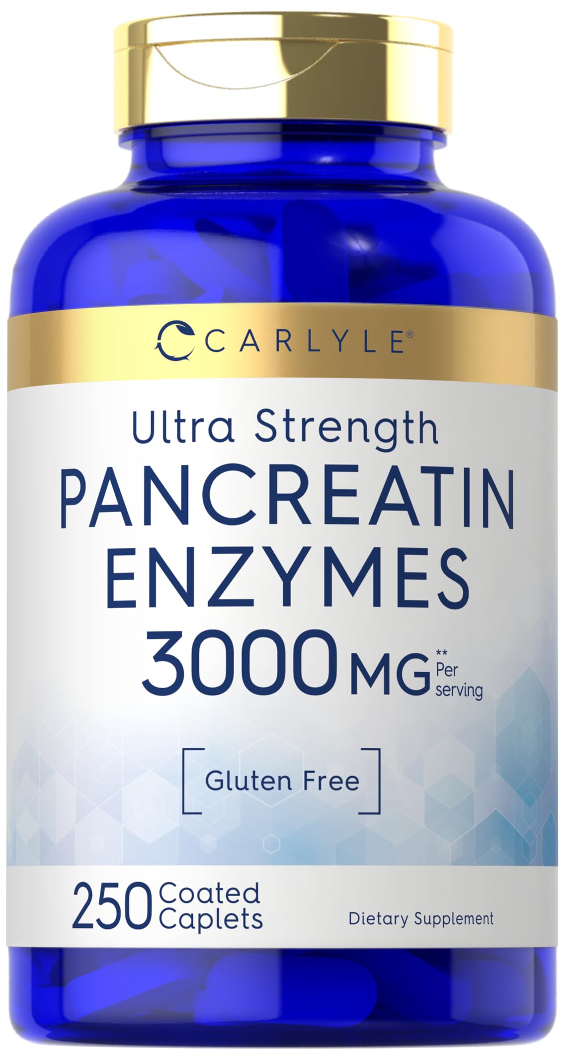 Carlyle Pancreatin digestive enzymes Ultra-strength 3000 mg serving in coated caplets