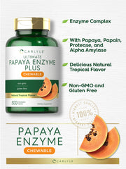 Nutrition facts panel on Carlyle Papaya Enzyme Chewables bottle