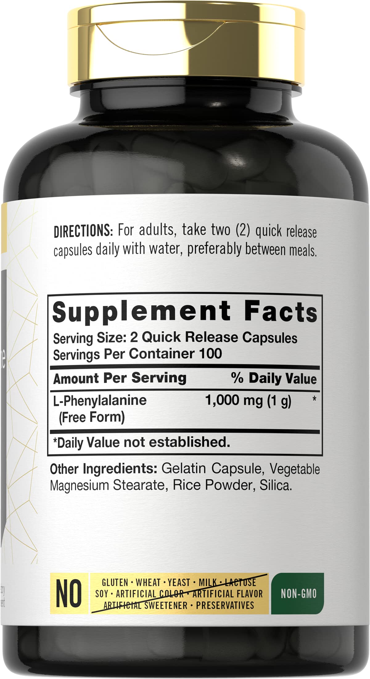 Carlyle L Phenylalanine 1000mg 200 capsules packaging