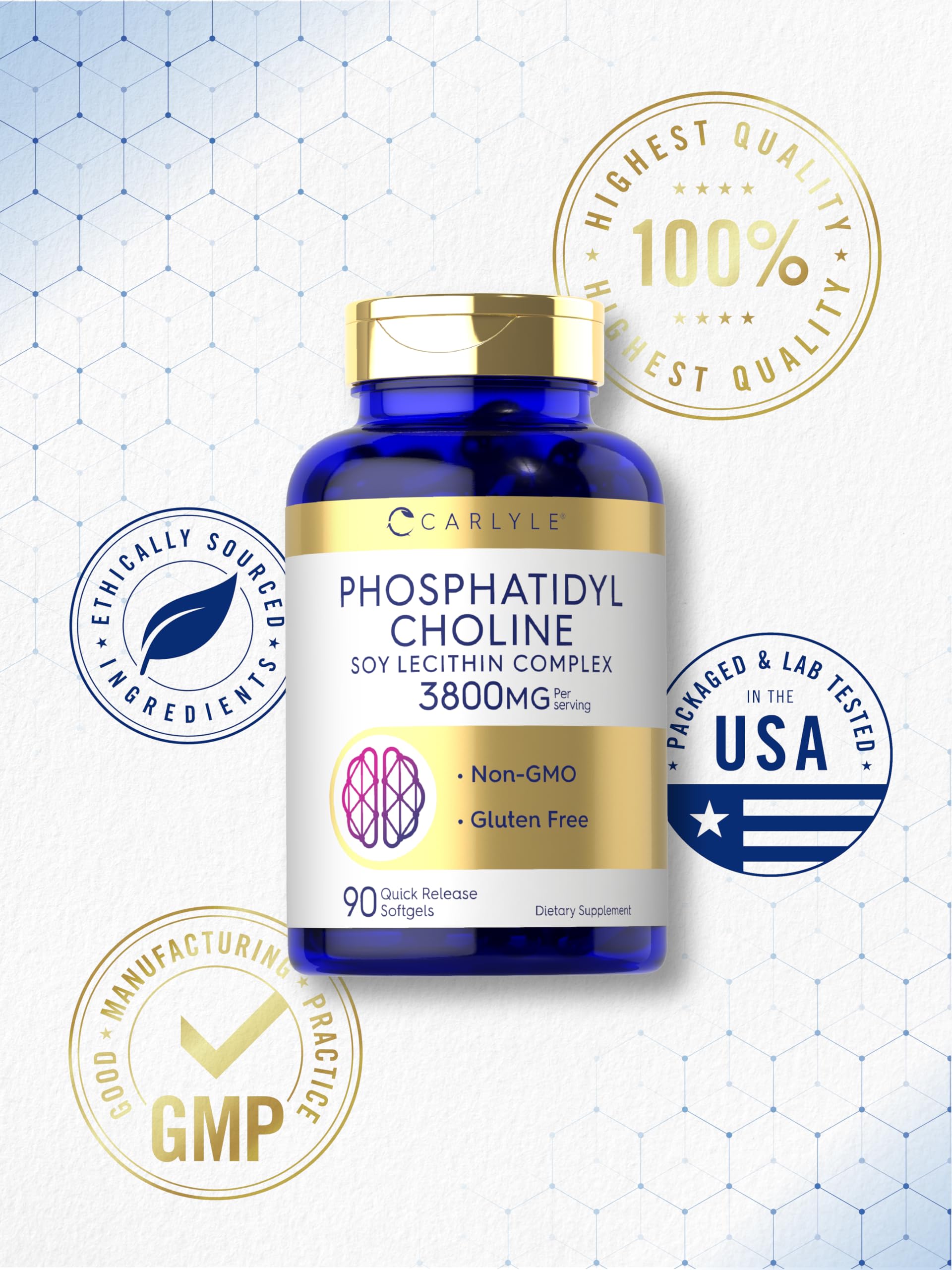 Laboratory tested Carlyle phosphatidylcholine supplement bottle