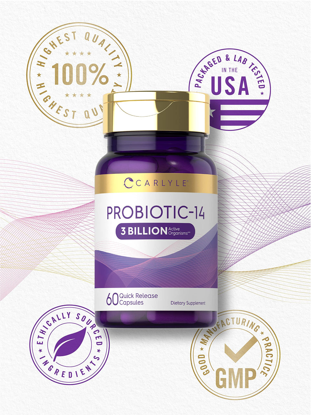 Carlyle Probiotic ingredients list on bottle label