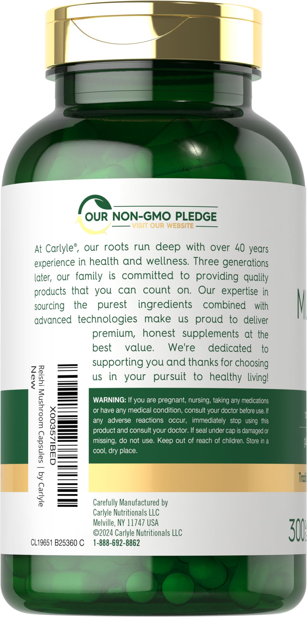 Laboratory testing and quality seal on Carlyle bottle