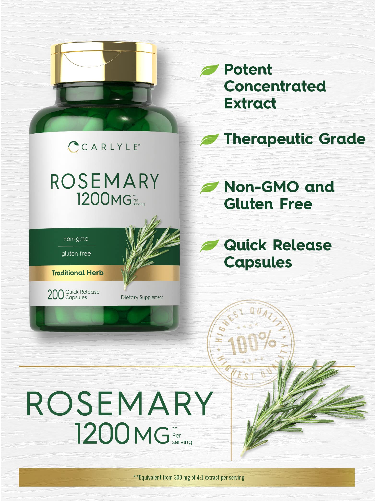 Carlyle Rosemary Capsules packaging and label
