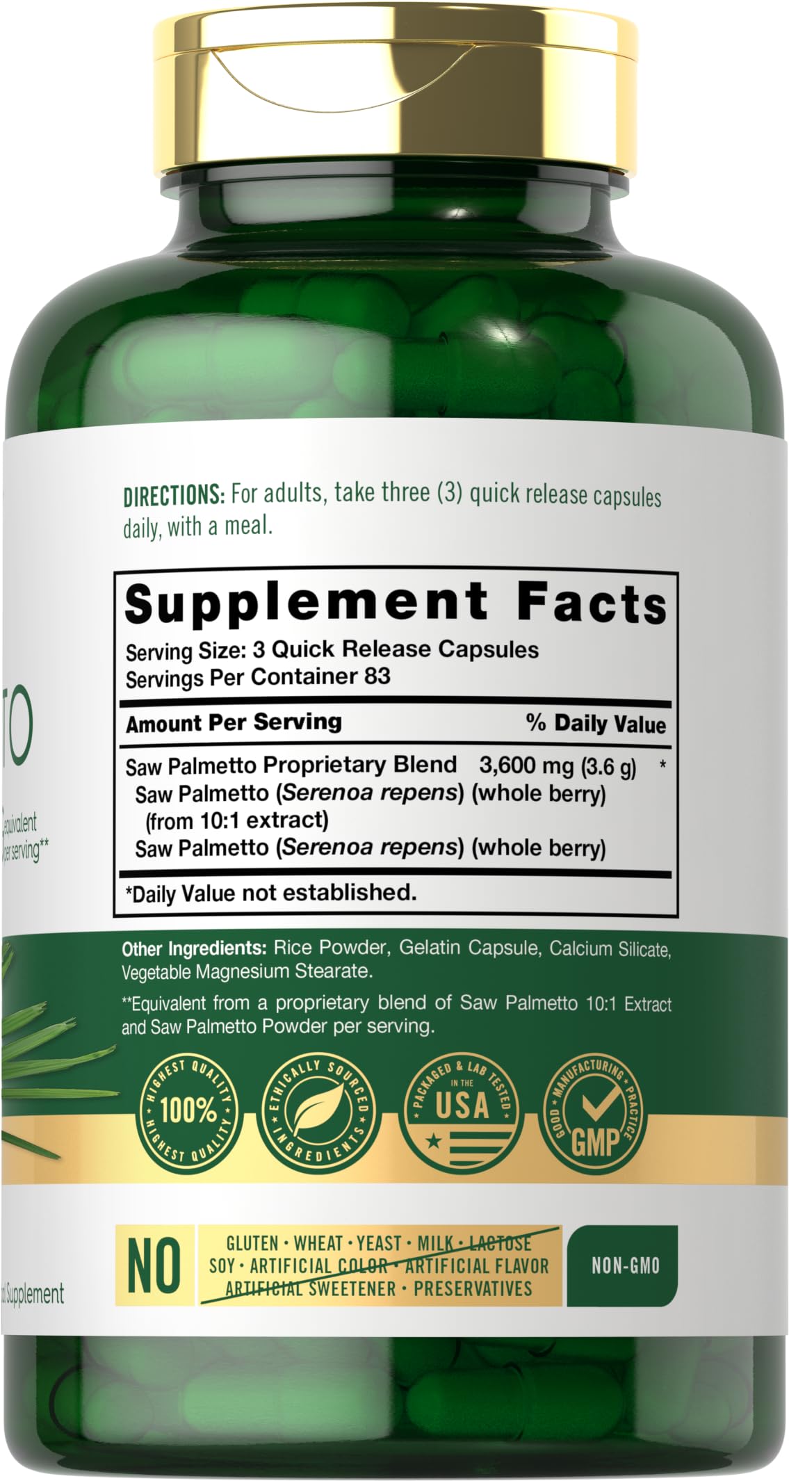 Quick-release Saw Palmetto capsules with proprietary blend
