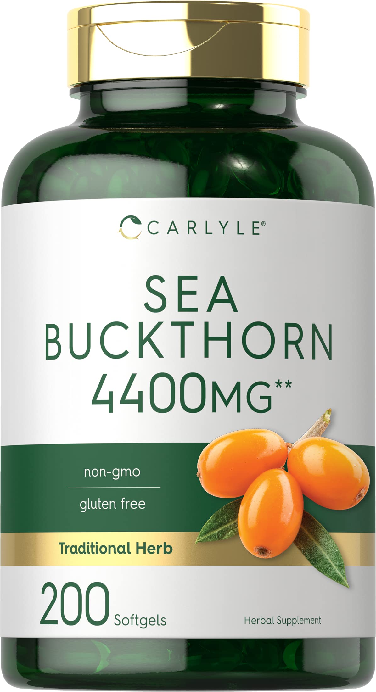 Carlyle Sea Buckthorn Oil Capsules bottle with label - hero image