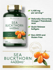 Ingredients and supplement facts panel for Carlyle Sea Buckthorn Capsules
