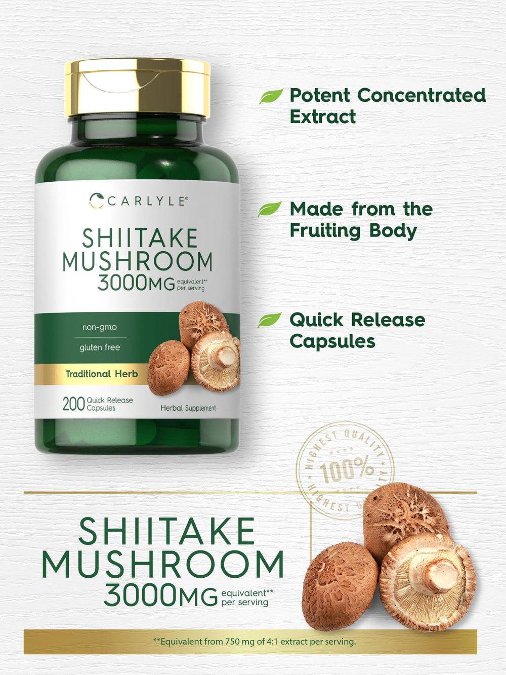 Quick-release capsule design for Carlyle Shiitake Mushroom Extract