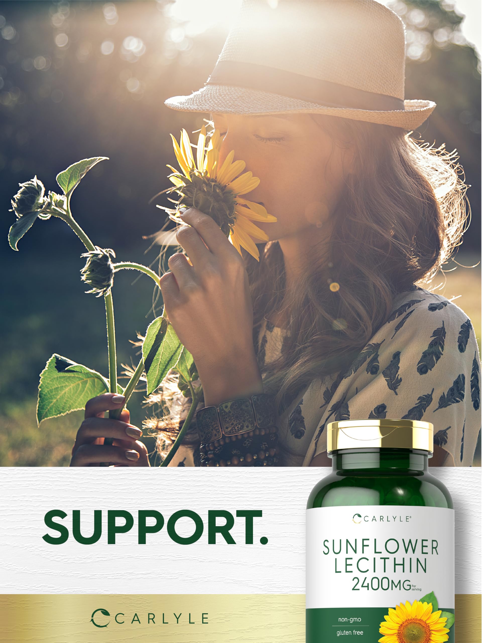 Bottle packaging for Carlyle Sunflower Lecithin Softgel Capsules