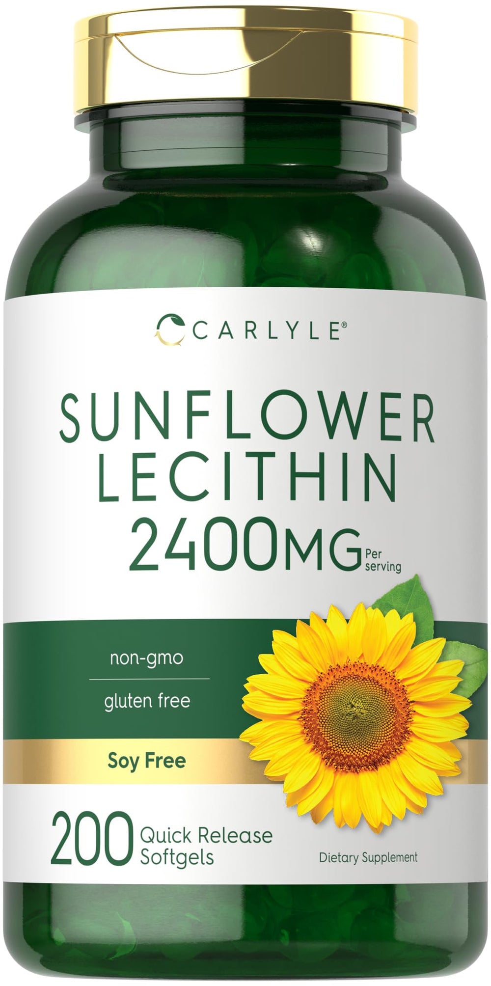 Front view of Carlyle Sunflower Lecithin Softgel Capsules bottle