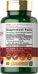 Ingredients panel and supplement facts for Carlyle Tart Cherry Extract